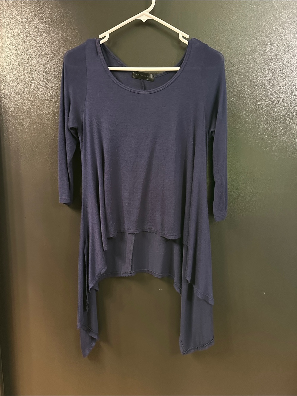 Navy Blue Layered Asymmetric Tunic Top
